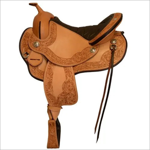 Selle de course western Tan 2026, best-seller, avec siège en daim noir sculpté à la main, motif floral, de 10 à 18 pouces - Product Image 1