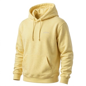 เสื้อฮู้ดดี้สีเหลือง Amkoor ผ้าฟลีซสำหรับผู้ชาย ทรงปกติ สวมใส่สบาย มีกระเป๋าหน้า โลโก้สีพื้น ผ้าฝ้าย 100% เป็นมิตรกับสิ่งแวดล้อม เหมาะสำหรับใส่ในฤดูหนาว - Product Image 5