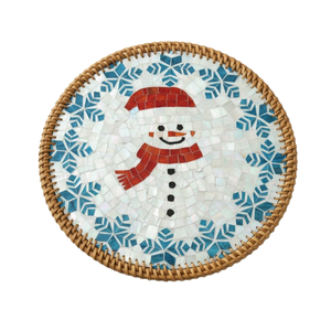 Durable Rattan Table Mat Secure MOP Inlay Hand Woven <b>Placemat</b> for Everyday Practical Use - Product Image 1