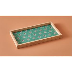 Handmade Enamel Mango Wood Serving Tray - Tropical Cheetah Print Decorative Platter for Coffee <b>Table</b>, Ottoman & Home Decor tray - Product Image 5