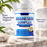 Complément Minéral Complexe de Magnésium : Mélange de Glycinate, Citrate, Malate et Oxyde – 90 Capsules en Bouteille – Fournisseur Marque Blanche OEM ODM