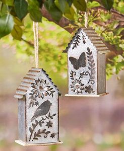 Nichoir en métal pour oiseaux, nichoir suspendu pour l'extérieur, nichoir décoratif pour jardin, mangeoire pour oiseaux en fer - Product Image 5