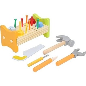 Wudly 18pcs Nut Knock STEM Educational Wooden Tool Bench Construction <b>Workbench</b> for Hand Eye Coordination Dingta Pounding <b>Toy</b> - Product Image 2