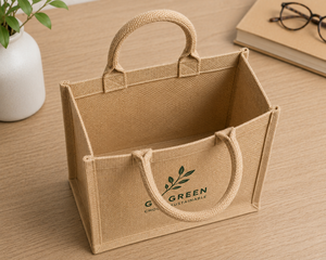 Sac fourre-tout en jute écologique, optez pour le vert, sac cadeau durable - Product Image 6