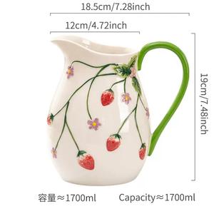 Vajilla de Cerámica Esmaltada con Diseño de Fresas en Relieve, Pintada a Mano, Reutilizable, Ecológica y de Alta Calidad, para Uso Doméstico, Regalo para Fiestas - Product Image 2