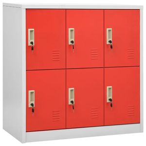 Juego de 2 Armarios de Almacenamiento de Acero en Gris Claro y Rojo - Product Image 2