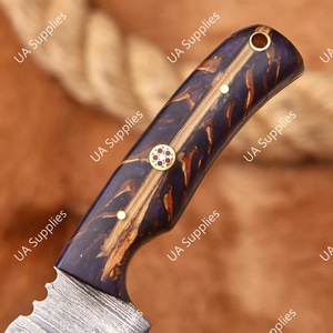 Cuchillo de Caza y Camping de Acero de Damasco Forjado a Mano, Hoja Fija, Punta Caída, Mango de Piña, Afilado Extremo, Venta Caliente - Product Image 5
