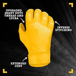 Short Cuff Leather Baseball Batting <b>Gloves</b> with Hand Protection Manufacturer-Sold Product Batting <b>Gloves</b> For Youth And Adults - Product Image 3