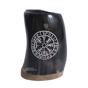 Viking Real Buffalo Horn <b>Mug</b> Polished 100% Authentic Genuine Food Grade 400ml Handgrip <b>Vintage</b> Business Gift - Product Image 2