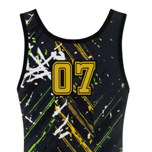 <b>Men's</b> Plus Size Printed Tank Top O-Neck Casual Wear Sublimation Design Black Yellow Green Pattern Knitted Polyester - Product Image 4