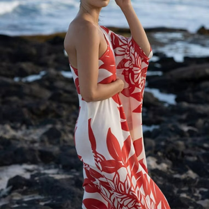 Vestido Maxi Casual de Rayón Estampado de un Solo Hombro de Alta Calidad para Fabricantes, Vestido Hawaiano Personalizado - Product Image 1