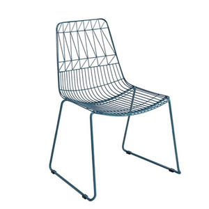 Silla Moderna de Alambre Metálico Azul con Respaldo Geométrico y Estructura Cantilever para Comedor, Sala de Estar y Apartamento - Product Image 1