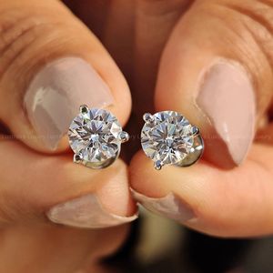 Boucles d'oreilles clous en diamant rond raffiné en or blanc 0,25 à 3,00 carats total (CTW) qualité E-F VS – Collection de bijoux élégants - Product Image 3