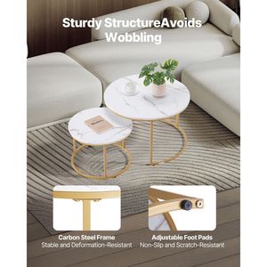 Set di 2 Tavolini da Caffè Vintage Impilabili, 27,6 Pollici, per Piccoli Soggiorni, Eleganti Tavolini Laterali - Product Image 3