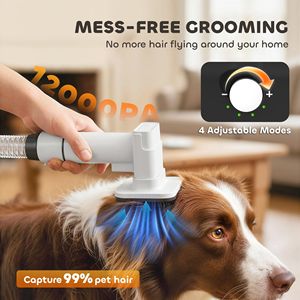 Aspirapolvere e Asciugatore 5 in 1 per Toelettatura Cani in ABS, Bassa Rumorosità 50dB, Velocità e Temperatura Regolabili, Contenitore da 1.8L per Pulizia Unghie Animali Domestici - Product Image 6