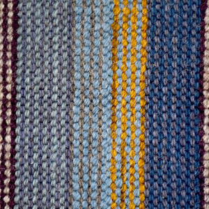 Tapis en laine DECORDEC à rayures verticales bleu poussière, marron et ivoire, antidérapant, écologique, tissé, pour salon, chambre et hôtel - Product Image 4
