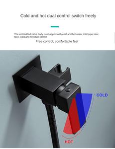 <span class=keywords><strong>Kit</strong></span> <span class=keywords><strong>de</strong></span> pulvérisation bidet chaud/froid noir mat avec mitigeur en laiton, ensemble shattaf portable en acier inoxydable haute pression pour toilettes - Product Image 6