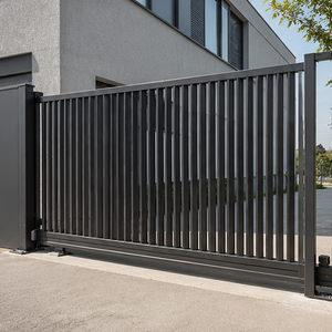 Puerta de Entrada Contemporánea de Aluminio con Lamas, Puerta Corredera de Seguridad Moderna, Diseño de Valla Residencial de Lujo - Product Image 2