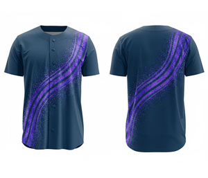 Camiseta de Béisbol con Botones, Personalizada con Bordado, Uniforme de Equipo con Logotipo y Números Personalizados |   Base de Poliéster Transpirable - Product Image 4