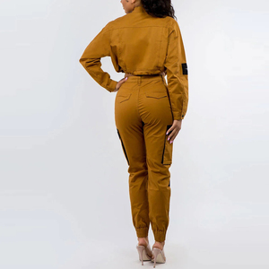 Women Cargo Tracksuit Two Piece <b>Jacket</b> and Pants Set Solid Color Casual Outdoor Wear - Product Image 5
