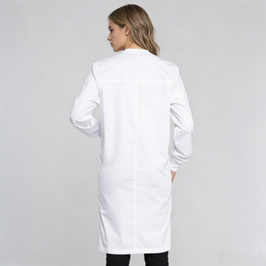 Blouse de laboratoire blanche tissée pour femme, uniforme d'hôpital, fermeture à boutons en coton, 3 poches, blouse médicale pour médecin - Product Image 3