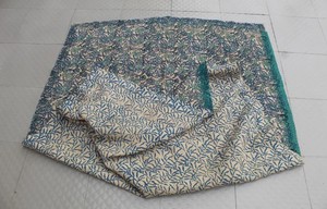 Hand Block Print Kantha <b>Quilt</b> Reversible Hand-Stitched Cotton <b>Throw</b> Floral Print Cotton Bedspread - Product Image 3