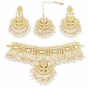 Indian Royal Kundan Gold Plated Classic Bridal Engagement Wedding Party Jewelry <b>Set</b> <b>Women</b> Trendy Latest Crystal Rhinestone - Product Image 2