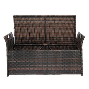 Iron Frame Patio Bench 106*52*46cm Brown Gradient Footstool Locker with Rattan Accommodates Comfortable Outdoor Seating - Product Image 3