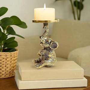 Support de bougie en forme d'éléphant, 15 cm, décoration de la maison, support en métal durable - Product Image 2