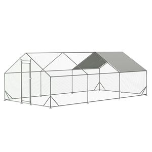 Grande metallo esterno Walk-In pollaio zincato filo resistente UV copertura impermeabile gabbia per pollame per gallina coniglio animali da fattoria - Product Image 1