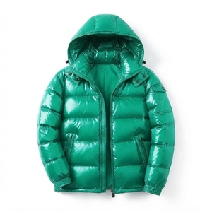 <b>Mens</b> Glossy Hooded Motorcycle Jacket Insulated Winter Coat Lightweight Warm Quilted Nylon Front Outerwear Custom Design Factory - Product Image 1