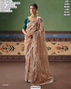 Sari Tradicional de Invierno para Fiesta o Boda, Modelo Noor Lavender Elegance, Bordado, con Base de Tela Pura y Elegante, Antiarrugas y que Absorbe la Humedad - Product Image 4