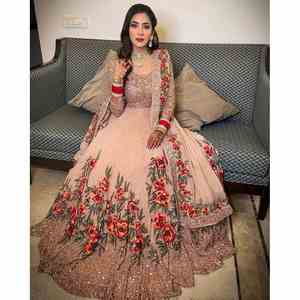 ชุดเดรสยาวทรงเอไลน์ผ้าจอร์เจตต์ปักลายเพชรประดับเพชรพลอยสไตล์ลำลองสำหรับฤดูใบไม้ร่วง พร้อมผ้าคลุมไหล่ - Product Image 1