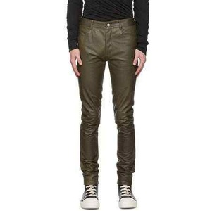 Pantalon pour homme en cuir de vachette de qualité supérieure, taille mi-haute, coupe droite, pour l'automne et l'hiver, style décontracté, mode streetwear, respirant - Product Image 2