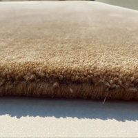 Tapis d'intérieur moderne abstrait en laine faite à la main, à poils ras, avec franges, doux, brun naturel, adapté aux animaux domestiques, écologique, antibactérien, antidérapant