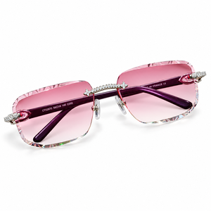 Gafas de Sol de Lujo para Hombre, Ligeras, con Diamantes de Moissanita Rosa, Diseño Cuadrado, Visión Nocturna, Hechas a Mano, Anti-Radiación - Product Image 1