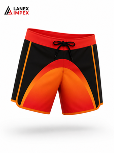 Custom Red Black Orange Men’s <b>Surf</b> Board Shorts Quick Dry Swim Trunks Sublimation Printed Beach Water Sports Shorts OEM ODM - Product Image 1