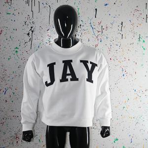Sudadera JAY WHITE con Cuello Alto, 100% Negra, Apliques Bordados, Cuello Ancho, Hilos Finos - Product Image 3
