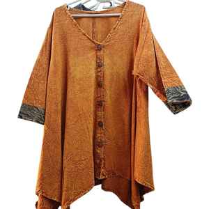 Dernières bohème Hippie femmes longue Stonewash coton Kurta robe à manches longues boutons broderie formelle Vintage coloré Plus - Product Image 1