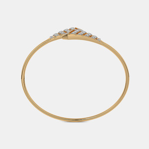 Bracelet en or avec motif géométrique en chevron et diamants carrés - Product Image 2