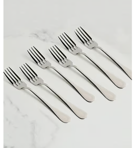 Ensemble de 6 fourchettes en acier inoxydable, finition miroir moderne, manche à motif, compatibles lave-vaisselle, pour mariages et réceptions - Product Image 5