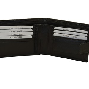 <b>Men's</b> Genuine Leather Bifold <b>Wallet</b> Minimalist Multi-Card Holder Short Fold Closure <b>Black</b> - Product Image 1