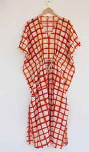 ชุดเดรสคาฟทันผ้าฝ้ายย้อมสีแบบโบโฮสั่งทำพิเศษ คอวี แต่งเชือกผูกตัดกันสี ซักได้ เป็นมิตรกับสิ่งแวดล้อม เหมาะสำหรับลูกค้าบูติก - Product Image 2