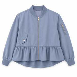 Women's Lightweight Stand Collar <b>Zip</b>-<b>Up</b> Bomber <b>Jacket</b> with Polyester Shell Knitted Fabric Full Sleeves-Casual Travel Outerwear - Product Image 6