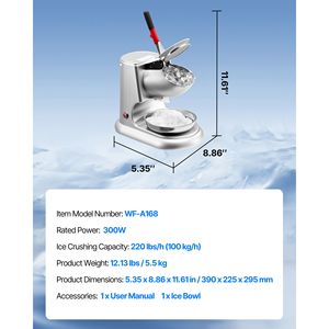 Macchina Elettrica Tritaghiaccio a 4 Lame, 100 kg/ora, per Granita e Coni di Neve, con Coperchio in Acciaio Inossidabile - Product Image 4