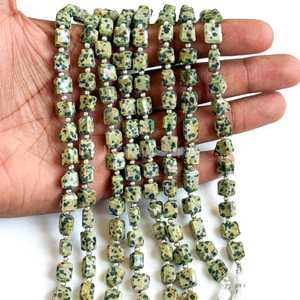 Cuentas facetadas de jaspe dalmático natural en forma de pepita, hilo de 7x9 - 8x11 mm, cuentas sueltas de piedras preciosas de jaspe dalmático para la fabricación de joyas. - Product Image 3