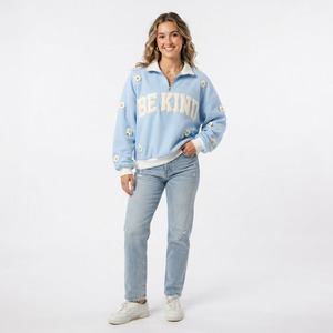 Sweat-shirt noir pour femme avec imprimé lettres Paris, col rabattu, manches longues, style preppy oversize, vêtement d'automne - Product Image 6
