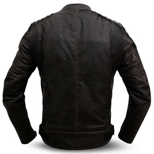Winter Men's Genuine Leather Canvas Breathable <b>Jacket</b> High Street Style Fashion Collar <b>Punk</b> Motorcycle Washed Long Sleeve - Product Image 5