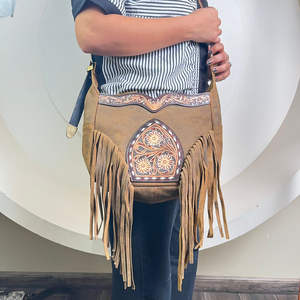 Nuevo diseño de borlas de lujo cuero mecanizado a mano estilo étnico personalizado vaquera bolso con flecos bolso de cuero de ante genuino para mujer - Product Image 4