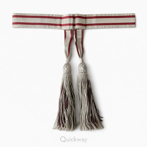 Cinturón de Cintura Ceremonial Plateado y Granate con Borlas Plateadas, Accesorio Formal para Vestidos, Disfraces y Eventos Especiales - Product Image 4